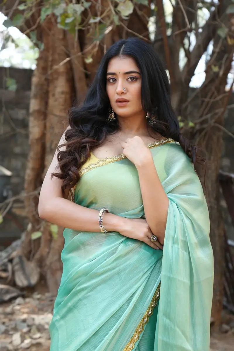 Rashi Singh in Light Blue Saree Yellow Sleeveless Blouse